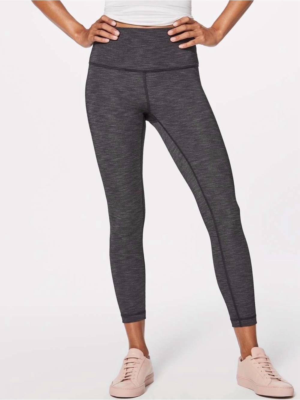 Lululemon Wunder Under High Rise Crop Leggings / Size 4 Heathered Charcoal Grey